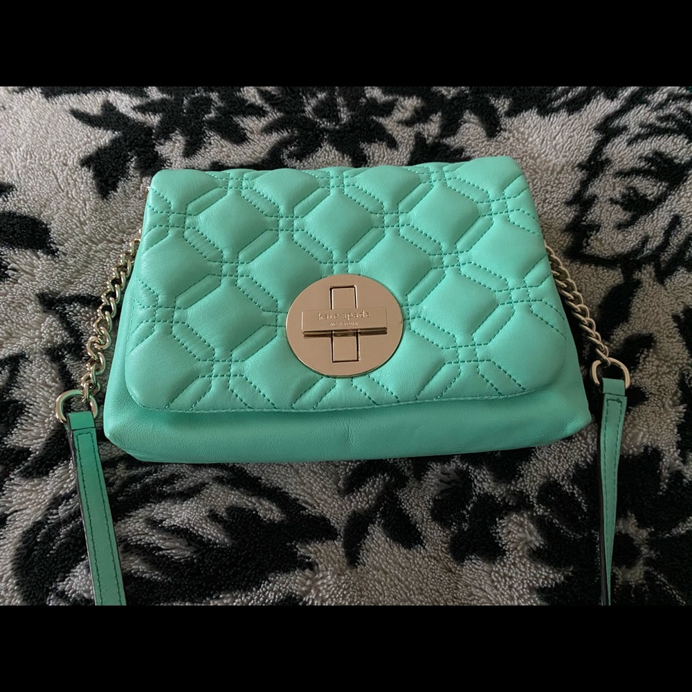 Kate Spade Quilted Crossbody - Mint and Gold